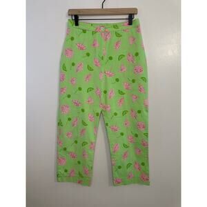 Vintage Y2K Lilly Pulitzer Umbrella Lime Pink Green Capri Pants Resort Size 10